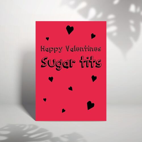 Happy Valentines Sugar Tits Greetings Card