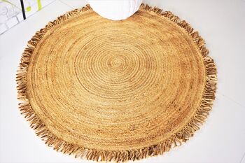 Tapis rond tressé en jute naturel, tapis en jute Boho de 150 cm, 5