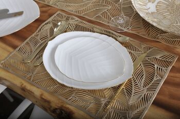 Assiette plate feuille blanche 2