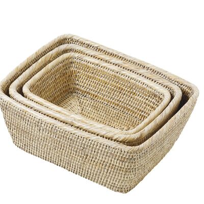 Set of 3 white ceruse Royans bread baskets