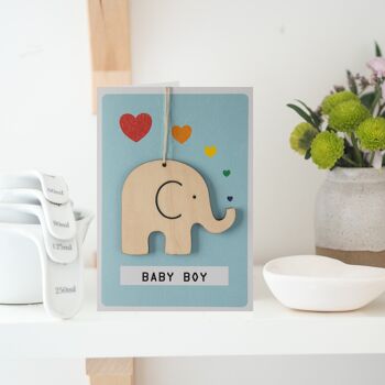 Nouvelle carte de bébé garçon, souvenir d'éléphant 2