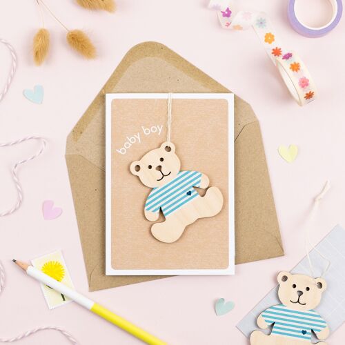 New Baby Boy Card, Bear Keepsake