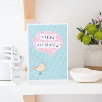 Carte d'anniversaire, mini oiseau 1