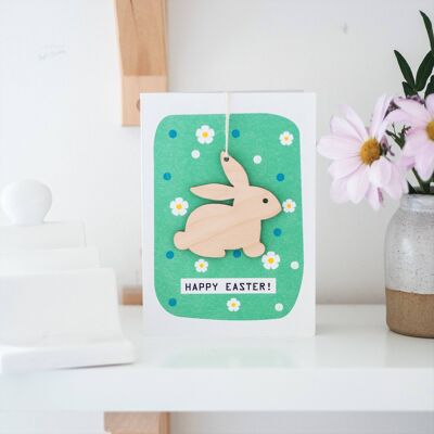 Carte de Pâques, lapin souvenir