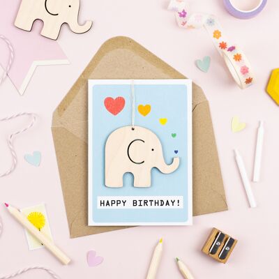 Tarjeta de cumpleaños, recuerdo de elefante