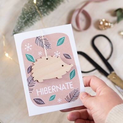 Carte souvenir hérisson d'hiver