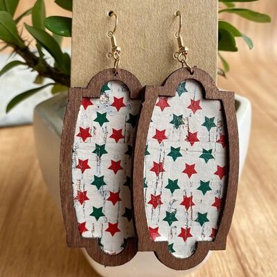 Fashion Vintage Wooden Striped Stars Women's Earrings