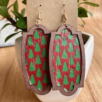 Fashion Vintage Wooden Striped Stars Women's Earrings