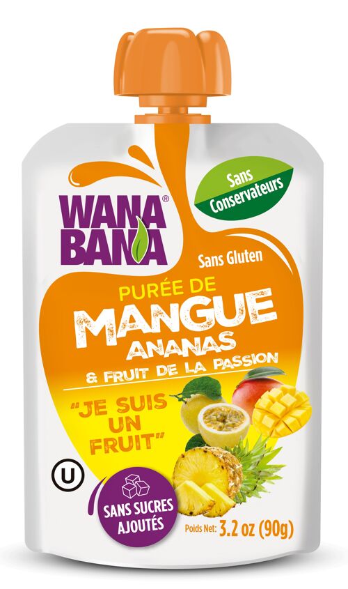 PURÉE "WANA BANA" DE MANGUE, D'ANANAS ET DE FRUITS DE LA PASSION  - 90 g