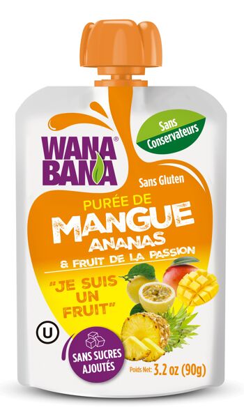 PURÉE "WANA BANA" DE MANGUE, D'ANANAS ET DE FRUITS DE LA PASSION  - 90 g 1