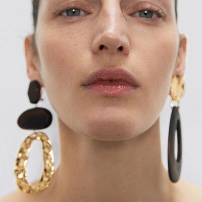 Irregularly Shaped Wooden Statement Earrings