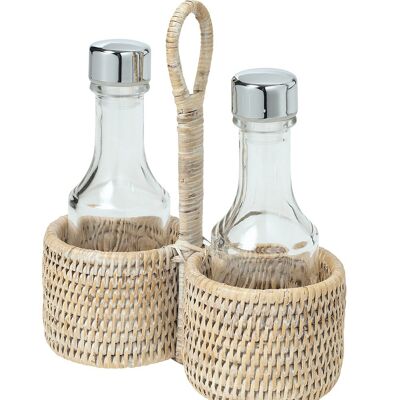 Twins Juego de aceite/vinagre de 3 piezas Limed White