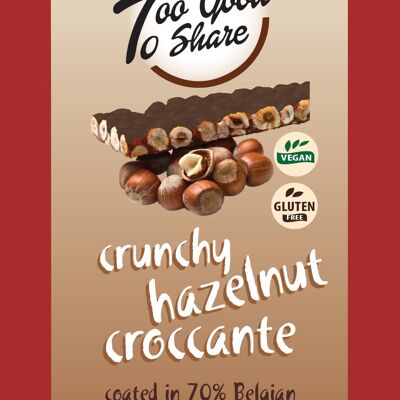 Crunchy Hazelnut Croccante covered in 70% Belgian Dark Chocolate 100g