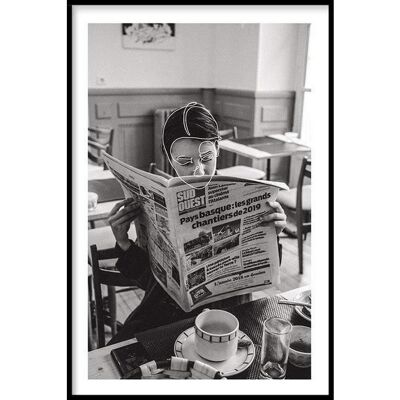 Lire un journal - Affiche - 40 x 60 cm