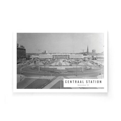 Stazione centrale di Rotterdam '57 - Poster con cornice - 40 x 60 cm