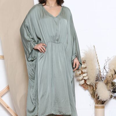 Khaki long sleeve loose fit dress