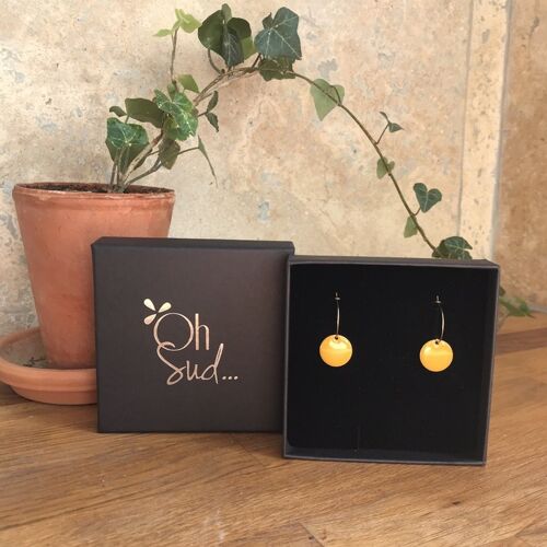 Boucles d'oreilles créoles émail jaune