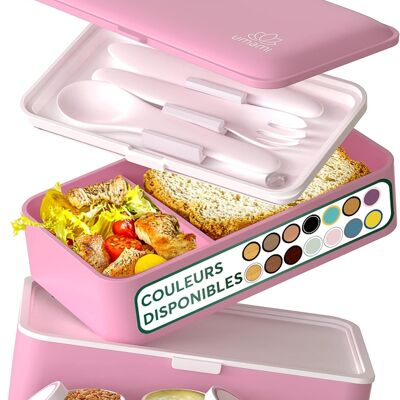 Umami Bento Lunch Box, 2 Sauce Pots & Wooden Cutlery Included, Microwavable Lunchbox, Adult/Child Lunch Box, Compartmented Meal Box, Bento Lunch Box, Bento Box