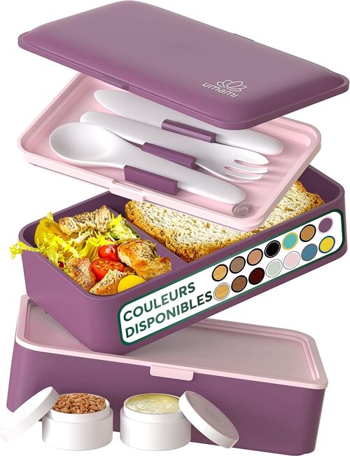 Umami Bento Lunch Box, 2 Pots à Sauce & Couverts en Bois Inclus, Lunchbox  Micro-Ondable Boîte à lunch Adulte, Boîte Repas Compartimentée, Boîte Bento Lunch  Box,…