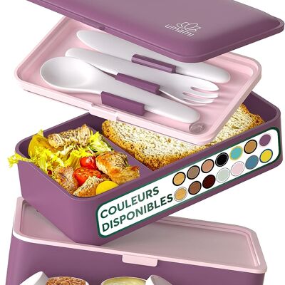 Umami Bento Lunch Box, 2 Pots à Sauce & Couverts en Bois Inclus, Lunchbox Micro-Ondable, Boîte à lunch Adulte/Enfant, Boîte Repas Compartimentée, Boîte Bento Lunch Box, Bento Box