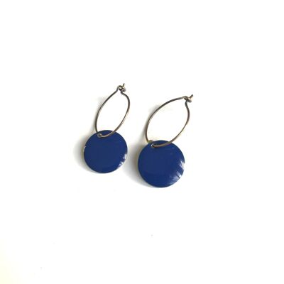 Blue enamel hoop earrings