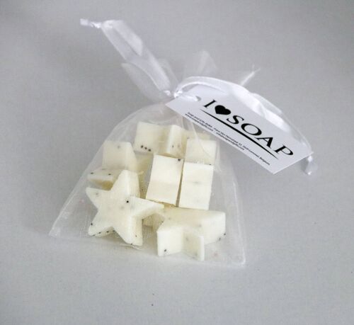 I Love Soap' Winter 5 x star soaps in organza bag 'White Fig'