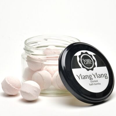 4 x glass jars of 100 grm mini bath bombs 'Ylang Ylang'