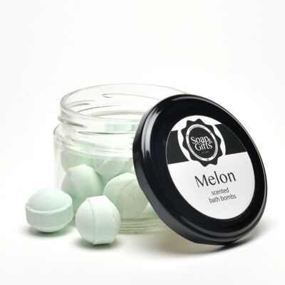 4 x glass jars of 100 grm mini bath bombs 'Melon'