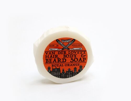 6 x 60g hair, body & beard soaps wrapped 'Royal Orange'