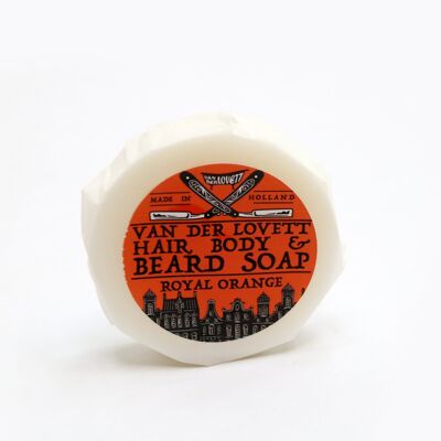 6 x 60g hair, body & beard soaps wrapped 'Royal Orange'