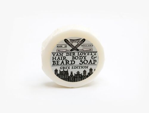6 x 60g hair, body & beard soaps wrapped 'Grey Edition'