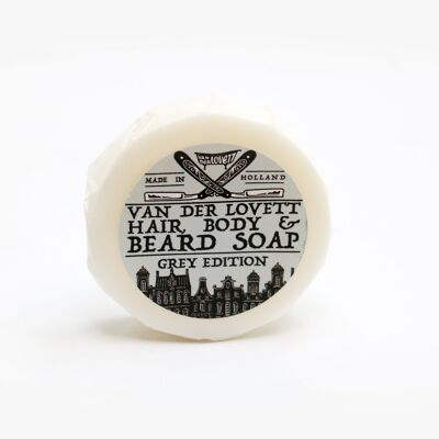 6 x 60g hair, body & beard soaps wrapped 'Grey Edition'
