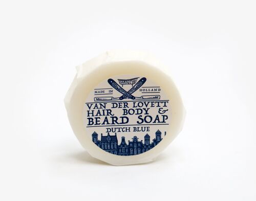 6 x 60g hair, body & beard soaps wrapped 'Dutch Blue'