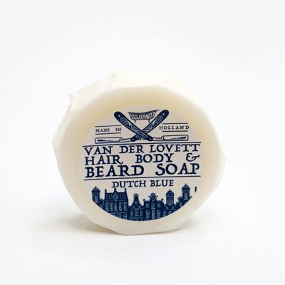 6 x 60g hair, body & beard soaps wrapped 'Dutch Blue'