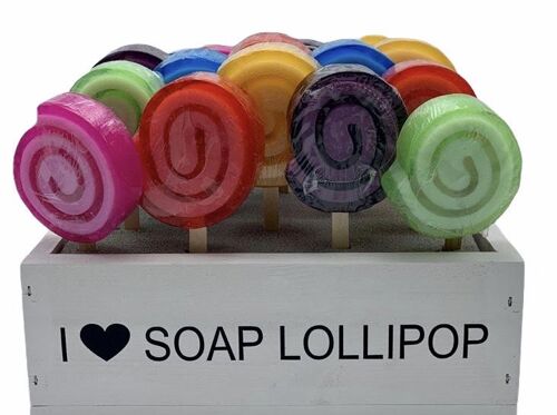 Display with 24 Soap Lollipops