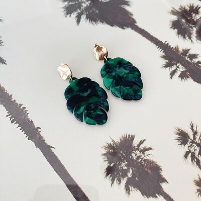 Green jungle earrings