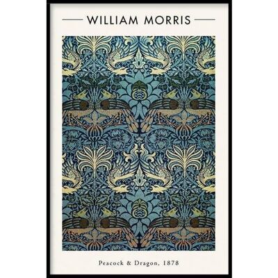 William Morris - Pavo real y dragón - Póster enmarcado - 50 x 70 cm