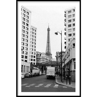 Tour Eiffel Rue - Affiche encadrée - 50 x 70 cm