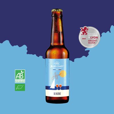 Blonde Artisanal Beer -Azur- Bottle 33 cl - Organic - 4.9%