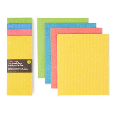 Paños de limpieza de esponja compostable paquete de 4 (arcoíris) - 1 unidad