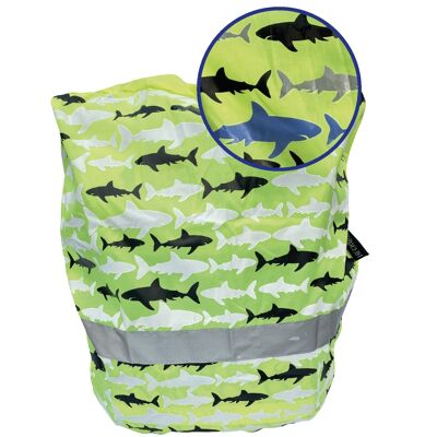 Magic Shark cartable sac à dos housse de protection pluie pour enfant - change de couleur quand il pleut - avec bandes réfléchissantes - protection cartable étanche - housse de pluie déperlante - universelle