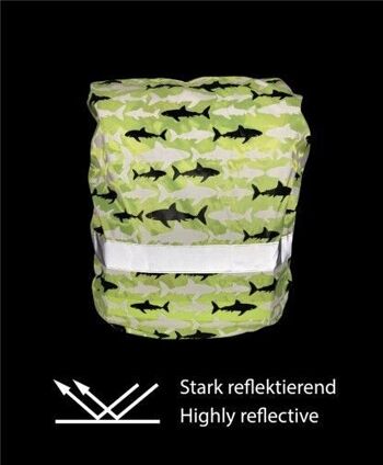 Magic Shark cartable sac à dos housse de protection pluie pour enfant - change de couleur quand il pleut - avec bandes réfléchissantes - protection cartable étanche - housse de pluie déperlante - universelle 5