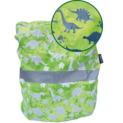 Magic Dinosaur Dino satchel backpack rain cover for children - changes color when it rains - with reflective strips - waterproof school bag protection - water-repellent rain cover - universal