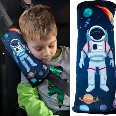 Car sleeping pillow space space astronaut for children girls boys - machine washable - cuddly soft - car belt cushion, belt protector, belt protection booster seat, car cushion, travel cushion, vacation