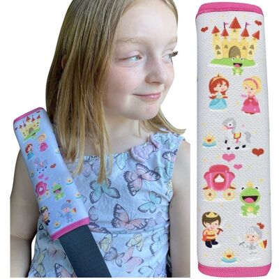 1x acolchado de cinturón de seguridad para niños HECKBO con diseño de princesa - acolchado de cinturón de seguridad para niños y bebés - ideal para cualquier cinturón, elevador de asiento de automóvil, remolque de bicicleta para niños, avión