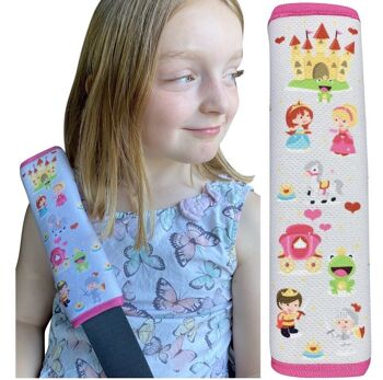 1x rembourrage de ceinture de sécurité pour enfants HECKBO avec motif princesse - rembourrage de ceinture de sécurité pour enfants et bébés - idéal pour chaque ceinture, rehausseur de siège de voiture, remorque de vélo pour enfants, avion 6