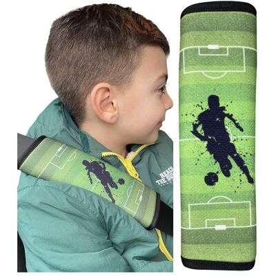 1x HECKBO children's car seat belt padding with football motif - seat belt padding for children and babies - ideal for any belt car seat booster children bicycle trailer airplane