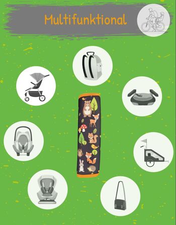 1x coussinets de ceinture de voiture pour enfants HECKBO protection de ceinture animaux de la forêt animaux - coussinets de ceinture de sécurité pour filles pour enfants et bébés - idéal pour toute ceinture de siège de voiture rehausseur de vélo pour enfants remorque vélo 3