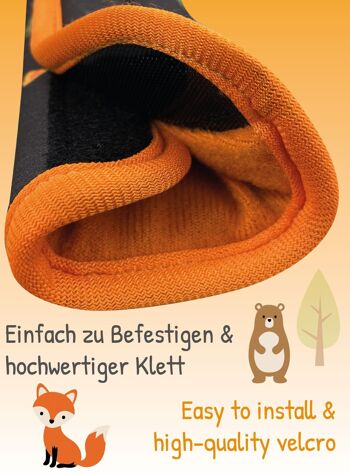 1x coussinets de ceinture de voiture pour enfants HECKBO protection de ceinture animaux de la forêt animaux - coussinets de ceinture de sécurité pour filles pour enfants et bébés - idéal pour toute ceinture de siège de voiture rehausseur de vélo pour enfants remorque vélo 4