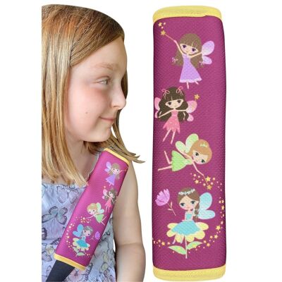 1x rembourrage de ceinture de sécurité pour enfants HECKBO avec motif fées et fées - rembourrage de ceinture de sécurité pour filles pour enfants et bébés - idéal pour chaque ceinture de siège auto rehausseur enfant vélo remorque vélo